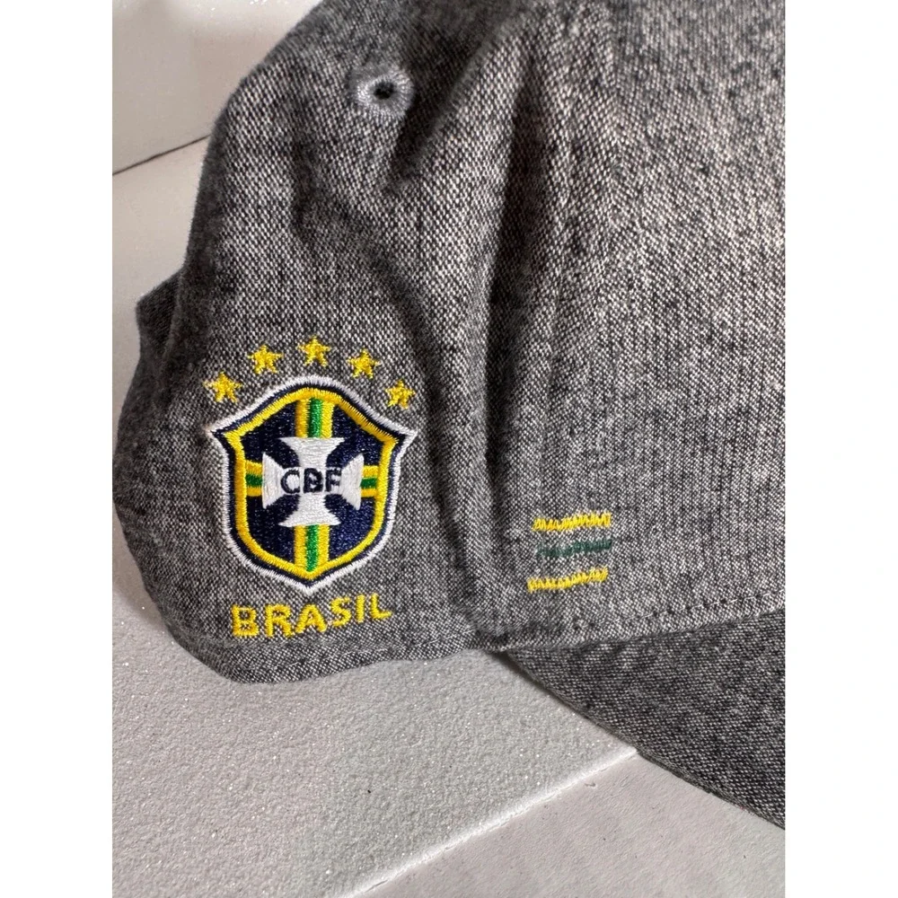 Brasil CBF Soccer National Team Snapback Hat Gray Heather Adjustable Cap NWT
